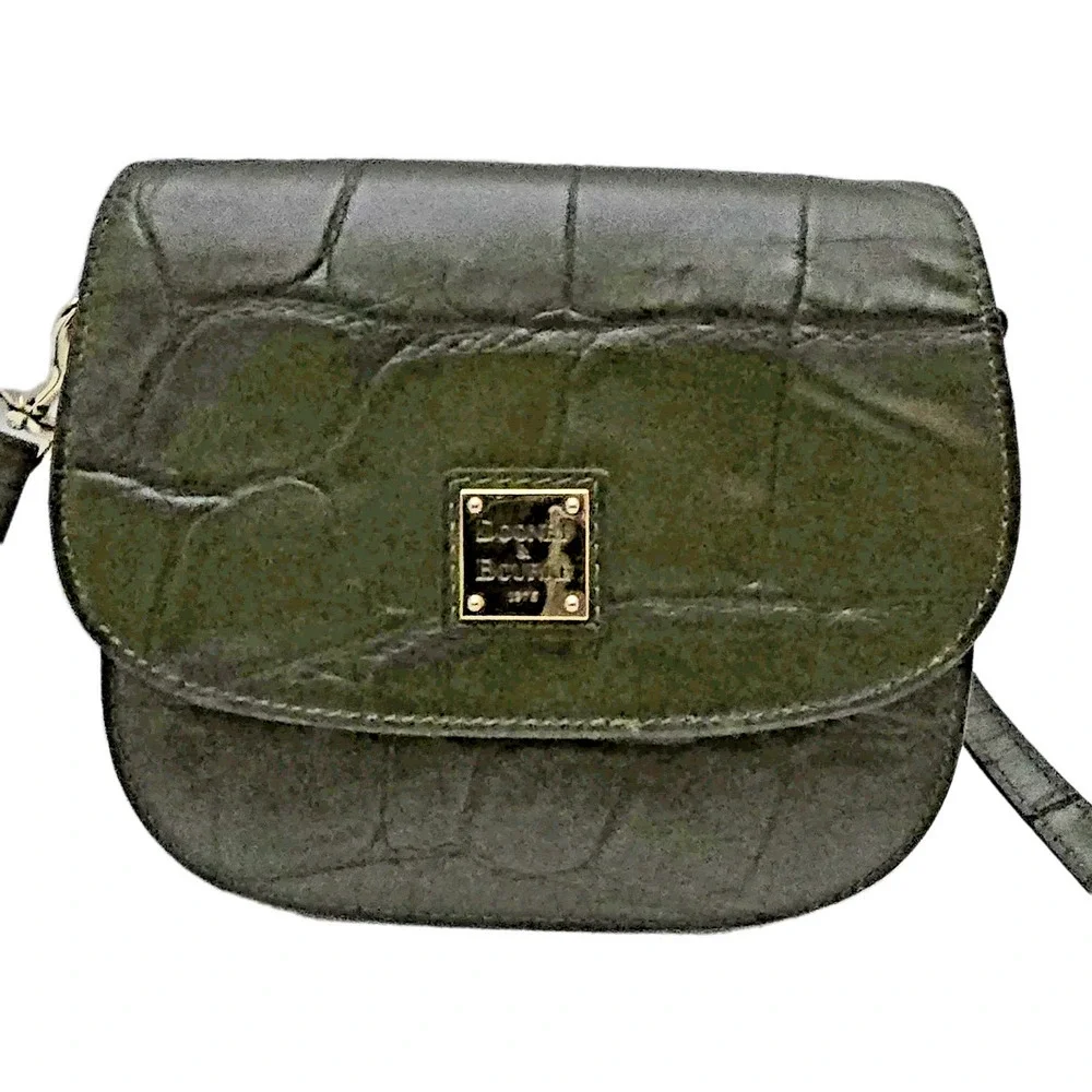 DOONEY & BOURKE Denison SADDLE FLAP Leather Crossbody Olive Green $358